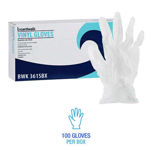 Picture of Exam Vinyl Gloves, Powder/Latex-Free, 3 3/5 mil, Clear, Small, 100/Box