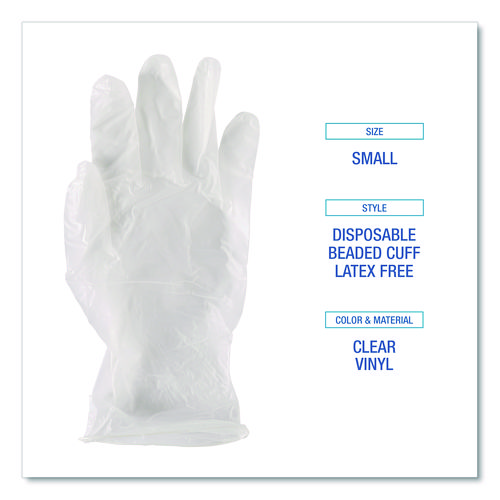 Picture of General Purpose Vinyl Gloves, Powder/Latex-Free, 2.6 mil, Small, Clear, 100/Box