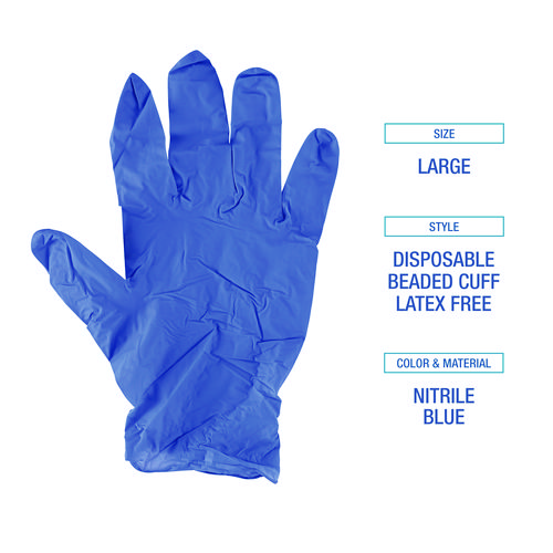 Picture of Disposable General-Purpose Nitrile Gloves, Large, Blue, 4 mil, 100/Box