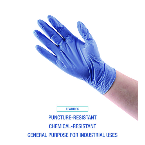 Picture of Disposable General-Purpose Nitrile Gloves, Large, Blue, 4 mil, 100/Box