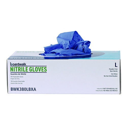 Picture of Disposable General-Purpose Nitrile Gloves, Large, Blue, 4 mil, 100/Box