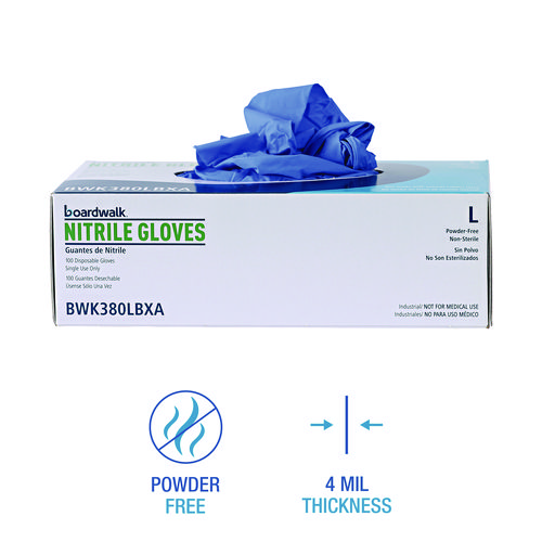 Picture of Disposable General-Purpose Nitrile Gloves, Large, Blue, 4 mil, 1,000/Carton