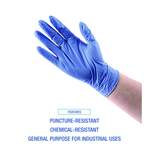 Picture of Disposable General-Purpose Nitrile Gloves, Large, Blue, 4 mil, 1,000/Carton