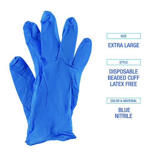 Picture of Disposable General-Purpose Powder-Free Nitrile Gloves, X-Large, Blue, 5 mil, 1,000/Carton