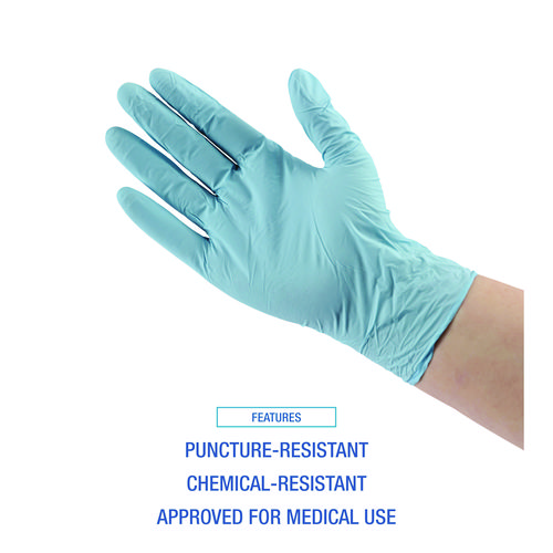 Picture of Disposable Examination Nitrile Gloves, Medium, Blue, 5 mil, 100/Box