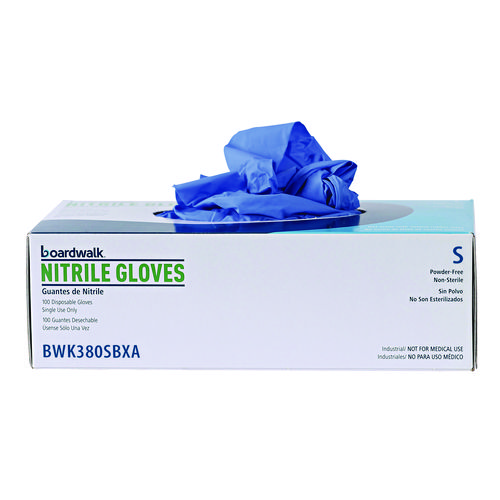 Picture of Disposable General-Purpose Nitrile Gloves, Small, Blue, 4 mil, 100/Box