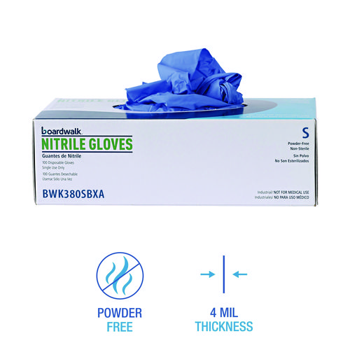 Picture of Disposable General-Purpose Nitrile Gloves, Small, Blue, 4 mil, 1,000/Carton