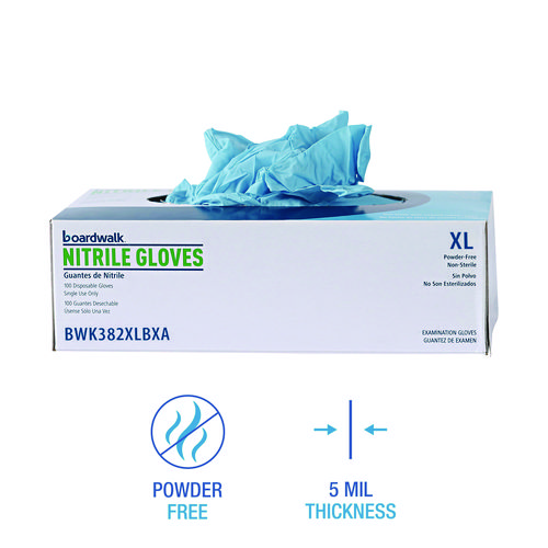 Picture of Disposable Examination Nitrile Gloves, X-Large, Blue, 5 mil, 1,000/Carton