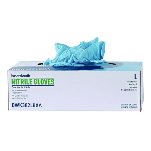 Picture of Disposable Examination Nitrile Gloves, Large, Blue, 5 mil, 1,000/Carton