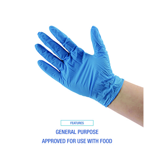 Picture of Disposable General-Purpose Powder-Free Nitrile Gloves, Large, Blue, 5 mil, 100/Box