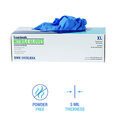 Picture of Disposable General-Purpose Powder-Free Nitrile Gloves, X-Large, Blue, 5 mil, 100/Box