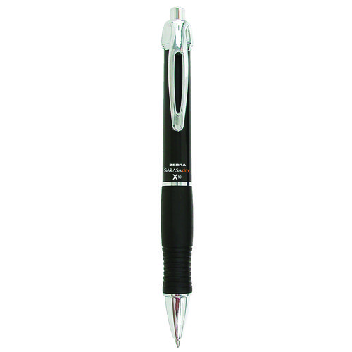 Picture of Sarasa Dry X10 Gel Pen, Retractable, Medium 0.7 mm, Black Ink, Black/Silver Barrel, 12/Pack