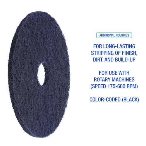 Picture of Stripping Floor Pads, 21" Diameter, Black, 5/Carton