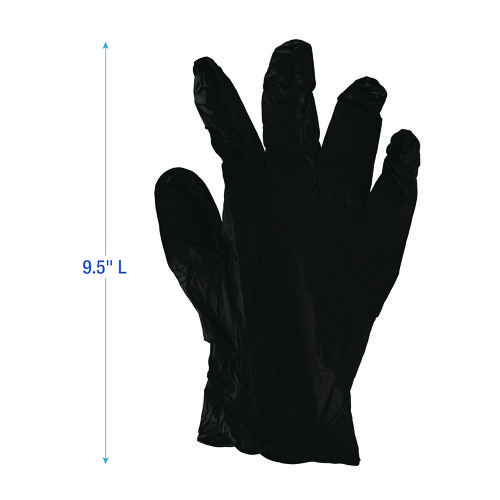 Picture of Disposable General-Purpose Powder-Free Nitrile Gloves, Large, Black, 4.4 mil, 100/Box