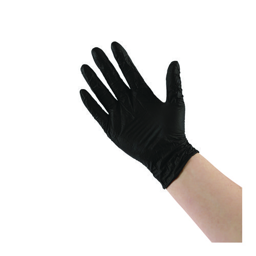 Picture of Disposable General-Purpose Powder-Free Nitrile Gloves, Large, Black, 4.4 mil, 100/Box