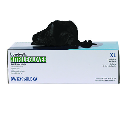 Picture of Disposable General-Purpose Powder-Free Nitrile Gloves, X-Large, Black, 4.4 mil, 100/Box