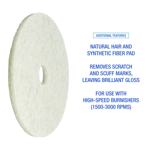 Picture of Natural Burnishing Floor Pads, 27" Diameter, White, 5/Carton