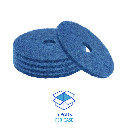 Picture of Scrubbing Floor Pads, 17" Diameter, Blue, 5/Carton