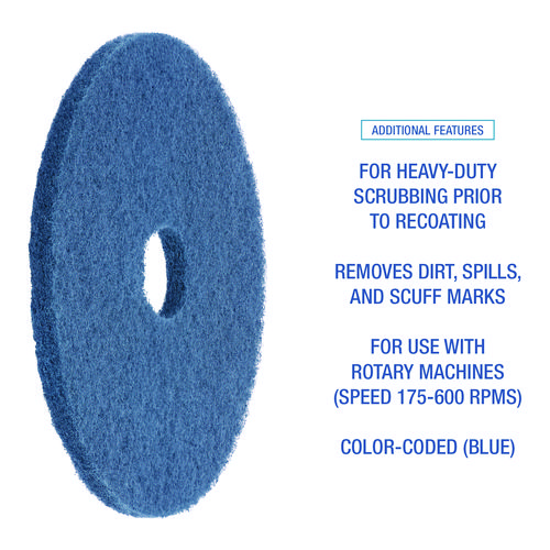 Picture of Scrubbing Floor Pads, 17" Diameter, Blue, 5/Carton