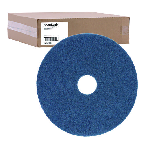 Picture of Scrubbing Floor Pads, 17" Diameter, Blue, 5/Carton