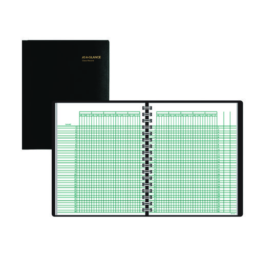 Picture of Undated Class Record Book, Nine to 10 Week Term: Two-Page Spread (35 Students), 10.88 x 8.25, Black Cover