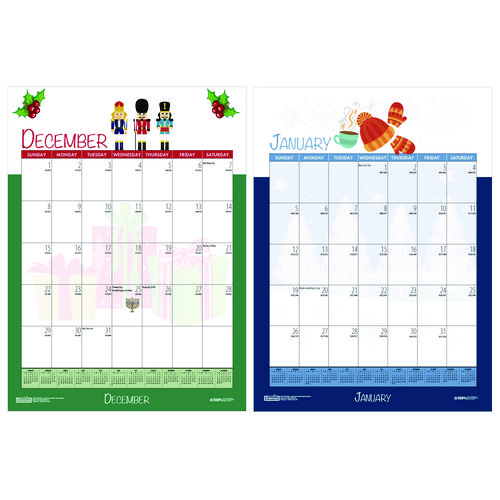 Picture of Academic Year Recycled Seasonal Wall Calendar, Illustrated Seasons Artwork, 12 x 16.5, 12-Month (July to June): 2024 to 2025