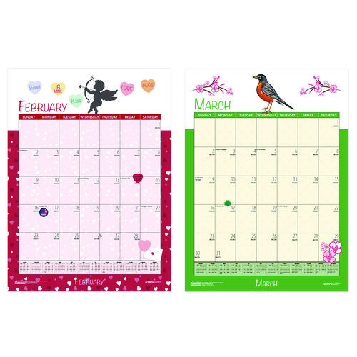 Picture of Academic Year Recycled Seasonal Wall Calendar, Illustrated Seasons Artwork, 12 x 16.5, 12-Month (July to June): 2024 to 2025