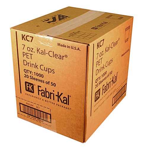 Picture of Kal-Clear PET Cold Drink Cups, 7 oz, Clear, 1,000/Carton