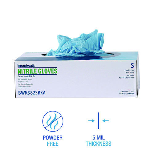 Picture of Disposable Examination Nitrile Gloves, Small, Blue, 5 mil, 1,000/Carton