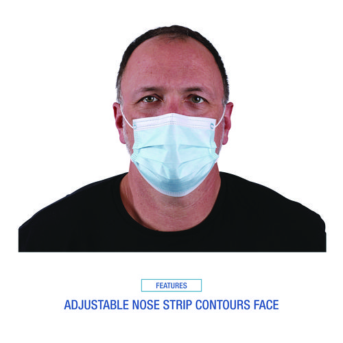 Picture of Three-Ply General Use Face Mask, Blue, 50/Box