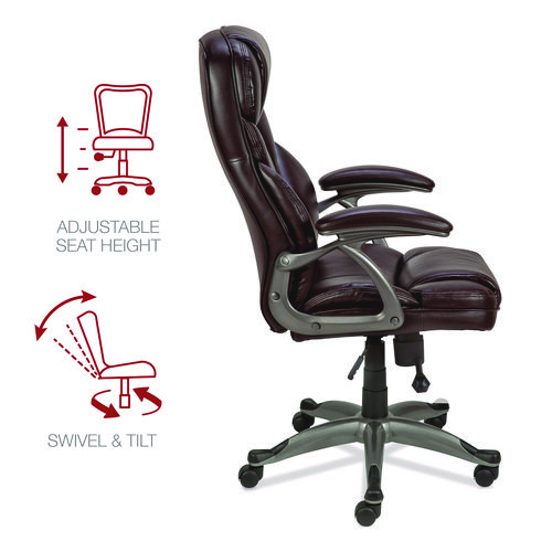 Picture of Alera Birns Series High-Back Task Chair, Supports Up to 250 lb, 18.11" to 22.05" Seat Height, Brown Seat/Back, Chrome Base