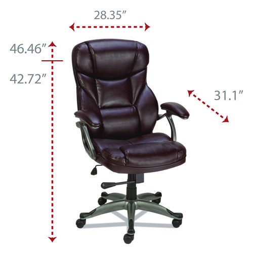 Picture of Alera Birns Series High-Back Task Chair, Supports Up to 250 lb, 18.11" to 22.05" Seat Height, Brown Seat/Back, Chrome Base