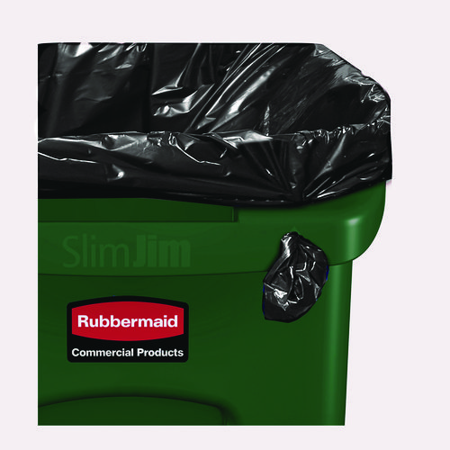 Picture of Slim Jim Plastic Recycling Container with Venting Channels, 23 gal, Plastic, Green