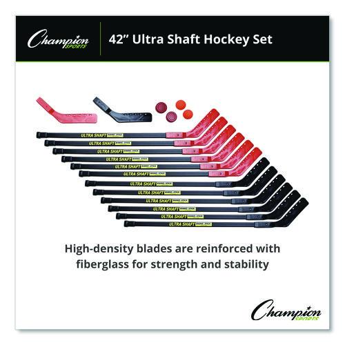 Picture of Ultra Shaft Hockey Set, Twelve 42" Hockey Sticks/Two Pucks/Two Balls/Two Extra Blades