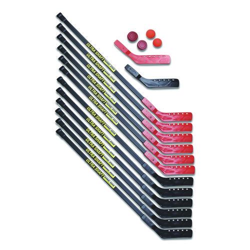 Picture of Ultra Shaft Hockey Set, Twelve 42" Hockey Sticks/Two Pucks/Two Balls/Two Extra Blades