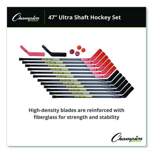 Picture of Ultra Shaft Hockey Set, Twelve 47' Hockey Sticks/Two Pucks/Two Balls/Two Extra Blades
