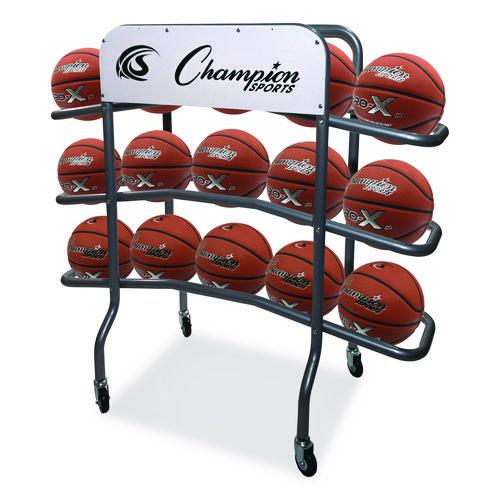 Picture of 3-Tier Pro Basketball Rack, Metal, 220 lb Capacity, 8 x 60 x 48, Silver