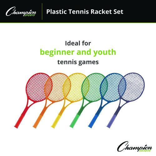 Picture of Plastic Tennis Racket Set, Six 21" Rackets, Assorted Colors