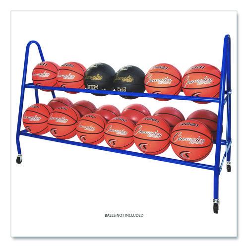 Picture of Heavy-Duty Deluxe Ball Cart, Metal, 132 lb Capacity, 17.5 x 59 x 35.75, Blue