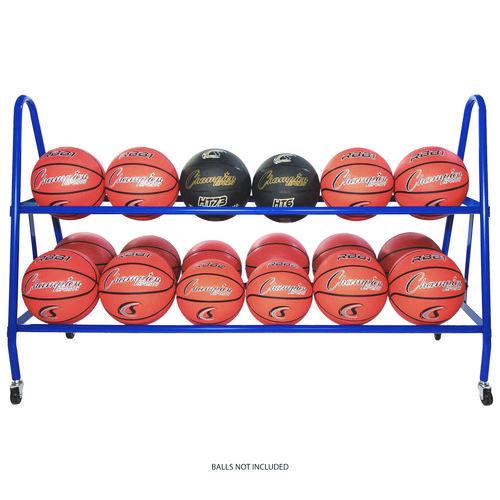 Picture of Heavy-Duty Deluxe Ball Cart, Metal, 132 lb Capacity, 17.5 x 59 x 35.75, Blue