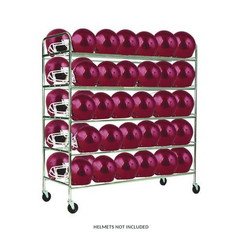 Picture of 60 Helmet Football Cart, Five Shelves, Metal, 176 lb Capacity, 24" x 61" x 65", Chrome