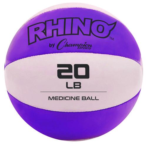 Picture of Rhino Leather Medicine Ball, 20 lb, Purple/White