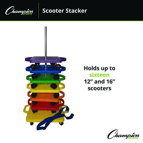 Picture of Scooter Stacker, Plastic, 176 lb Capacity, 21 x 16 x 39, Silver/Yellow