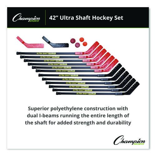 Picture of Ultra Shaft Hockey Set, Twelve 42" Hockey Sticks/Two Pucks/Two Balls/Two Extra Blades