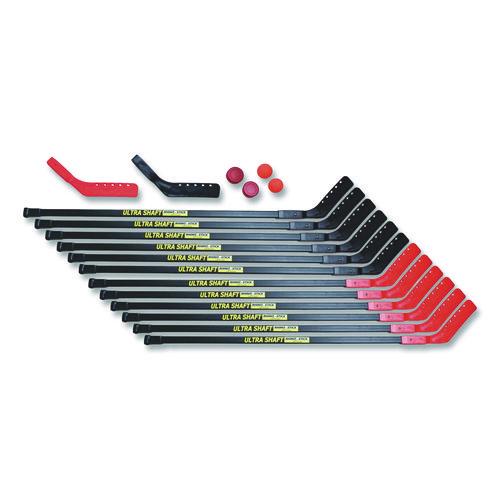 Picture of Ultra Shaft Hockey Set, Twelve 52" Hocket Sticks/Two Balls/Two Pucks/Two Extra Blades