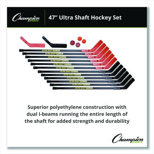 Picture of Ultra Shaft Hockey Set, Twelve 47' Hockey Sticks/Two Pucks/Two Balls/Two Extra Blades