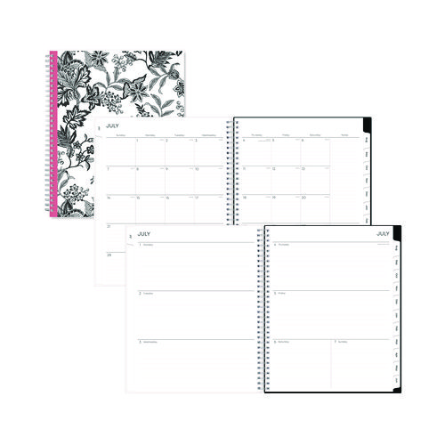 Picture of Analeis Create-Your-Own Cover Weekly/Monthly Planner, Floral, 11 x 8.5, White/Black/Coral, 12-Month (July to June): 2024-2025