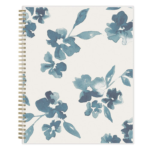 Picture of Bakah Blue Academic Year Weekly/Monthly Planner, Floral Artwork, 11 x 8.5, Blue/White Cover, 12-Month (July-June): 2024-2025