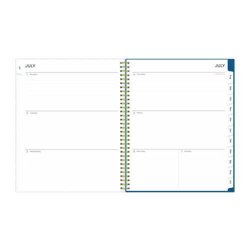 Picture of Bakah Blue Academic Year Weekly/Monthly Planner, Floral Artwork, 11 x 8.5, Blue/White Cover, 12-Month (July-June): 2024-2025