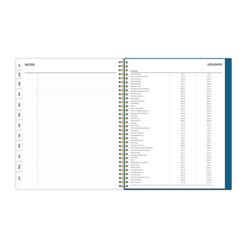 Picture of Bakah Blue Academic Year Weekly/Monthly Planner, Floral Artwork, 11 x 8.5, Blue/White Cover, 12-Month (July-June): 2024-2025